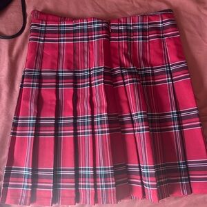 Others Follow Red Plaid Pleated Mini Skirt
